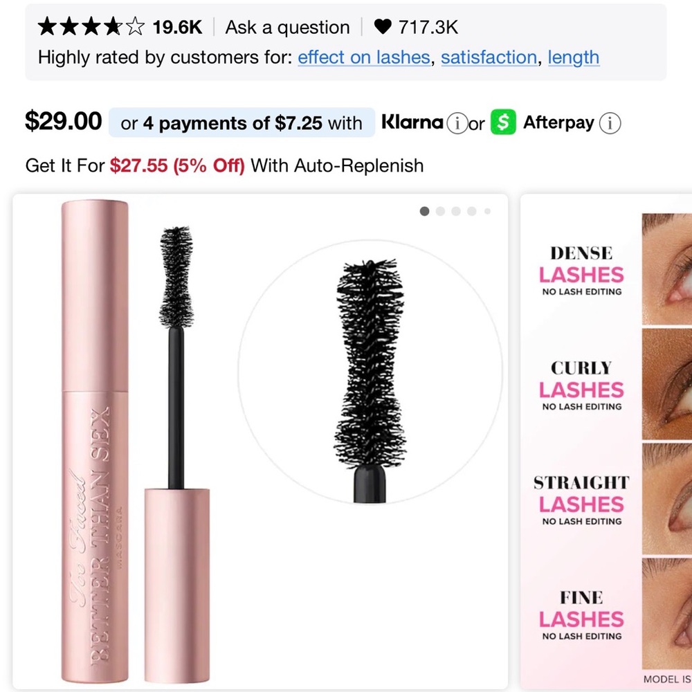 Too Faced Better Than Sex Mascara - Black lengthening volume NWT IN BOX